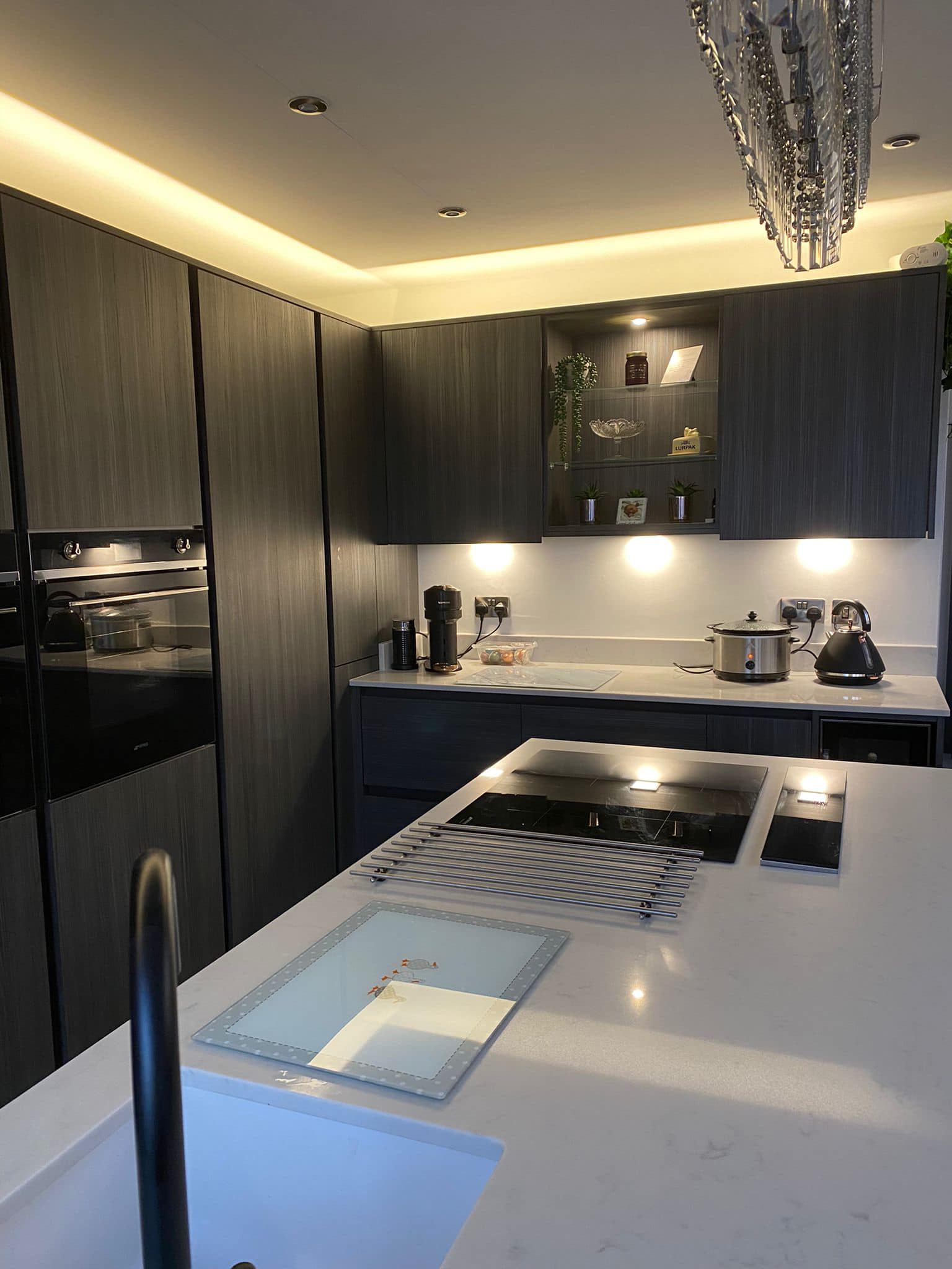 Dark Wood Kitchen with LED